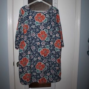 Navy, Purple, Coral, Turquoise Patterned Dress